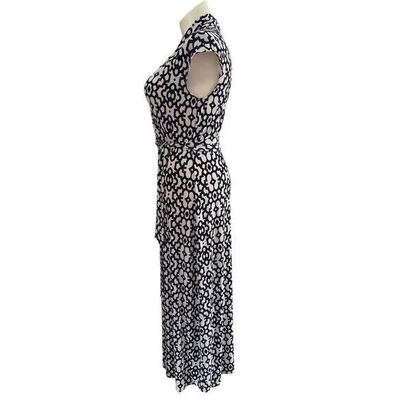 Tommy Bahama Navy and White Geometric Pattern Maxi Dress, Women's Size L - Picture 6 of 9